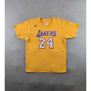Los Angeles Lakers Shirt Mens Large Yellow #24 Kobe Bryant NBA Adidas Basketball